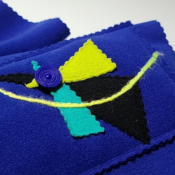 JUST BARB Heavy Weight Abstract Pattern Open Front One Pocket Cardigan Size L/XL - Picture 16 of 16